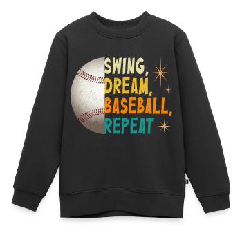 Swing Dream Baseball Repeat - Kids Premium Organic Sweatshirt - black - Front - AI Model Kid Female (0cm)