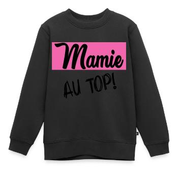 MAMIE. FÊTE DES MÈRES - Sweat Premium enfant bio - noir - Devant - AI Model Kid Female (0cm)