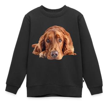 Setter irlandais - Sweat Premium enfant bio - noir - Devant - AI Model Kid Female (0cm)