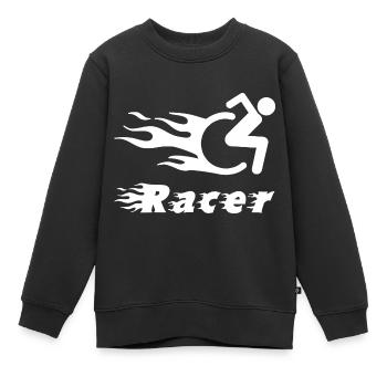 Handicap humour noir handicap en fauteuil roulant - Sweat Premium enfant bio - noir - Devant - AI Model Kid Female (0cm)