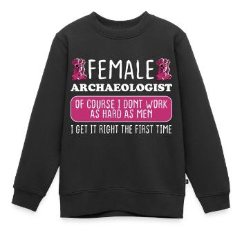 Archéologue pour la première fois - Sweat Premium enfant bio - noir - Devant - AI Model Kid Female (0cm)