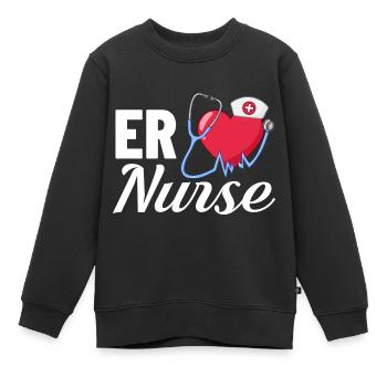 Infirmière d’urgence Premiers soins - Sweat Premium enfant bio - noir - Devant - AI Model Kid Female (0cm)