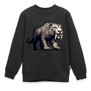 Säbelzahntiger Smilodon Eiszeit Raubtier Großkatze - Kinder Premium Organic Sweatshirt - Schwarz - Vorne - AI Model Kid Female (0cm)
