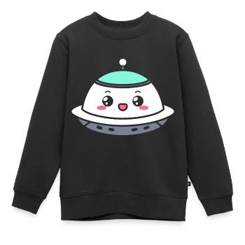 fliegende Untertasse - Kinder Premium Organic Sweatshirt - Schwarz - Vorne - AI Model Kid Female (0cm)