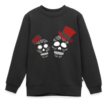 joli motif crâne tête de mort colorée style - Sweat Premium enfant bio - noir - Devant - AI Model Kid Female (0cm)