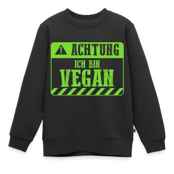 Fleischlos Vegan Pflanzlich Veganer - Kinder Premium Organic Sweatshirt - Schwarz - Vorne - AI Model Kid Female (0cm)