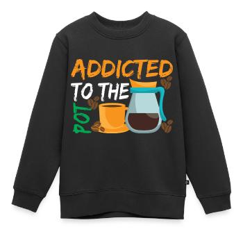 Süchtig nach The Pod Kaffee - Kinder Premium Organic Sweatshirt - Schwarz - Vorne - AI Model Kid Female (0cm)