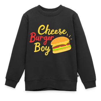 Cheeseburger Boy - Kinder Premium Organic Sweatshirt - Schwarz - Vorne - AI Model Kid Female (0cm)