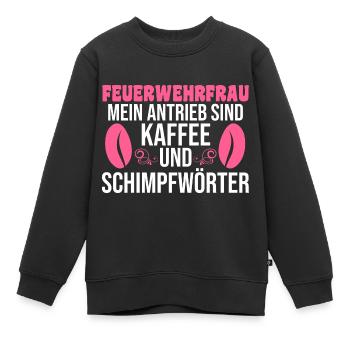 Feuerwehr Kaffee Feuerwehrfrau - Kinder Premium Organic Sweatshirt - Schwarz - Vorne - AI Model Kid Female (0cm)