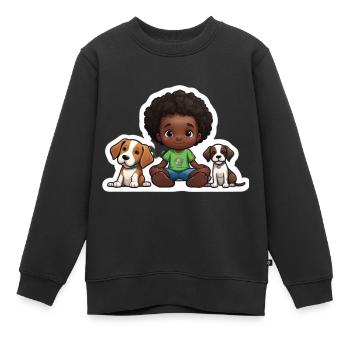 Idée Cadeau Amoureux Des Chiens En Enfant - Sweat Premium enfant bio - noir - Devant - AI Model Kid Female (0cm)