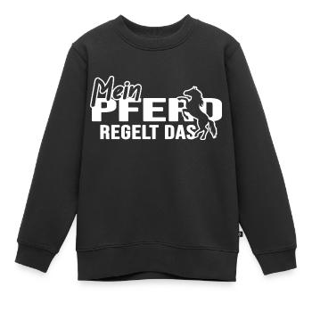 Reiten "Pferd regelt" Springreiter Galopp - Kinder Premium Organic Sweatshirt - Schwarz - Vorne - AI Model Kid Female (0cm)