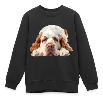 Épagneul Clumber - Sweat Premium enfant bio - noir - Devant - AI Model Kid Female (0cm)