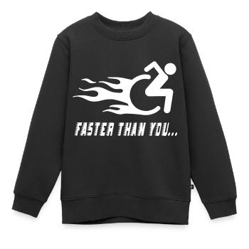 Fauteuil roulant handicap humour handicap - Sweat Premium enfant bio - noir - Devant - AI Model Kid Female (0cm)