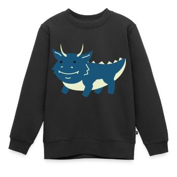 Cadeau enfant petit dragon bébé dragon - Sweat Premium enfant bio - noir - Devant - AI Model Kid Female (0cm)