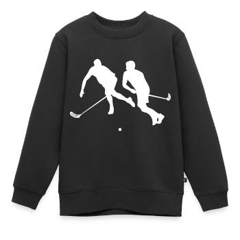 Floorball - Kinder Premium Organic Sweatshirt - Schwarz - Vorne - AI Model Kid Female (0cm)