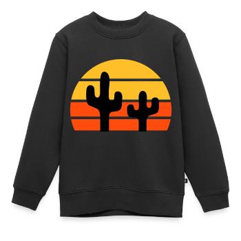 Zwei Kakteen vor einer Halbsonne - Kinder Premium Organic Sweatshirt - Schwarz - Vorne - AI Model Kid Female (0cm)