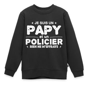 je suis un papy policier cadeau pour mon papy !! - Sweat Premium enfant bio - noir - Devant - AI Model Kid Female (0cm)
