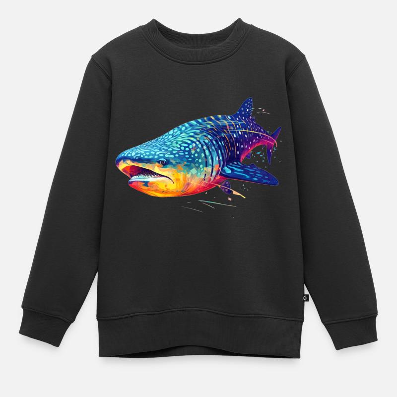 Requin-baleine - Sweat Premium enfant bio - noir