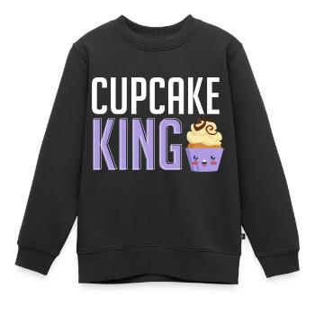 Cupcake King Baking Baker Pâtissier Chef Homme - Sweat Premium enfant bio - noir - Devant - AI Model Kid Female (0cm)