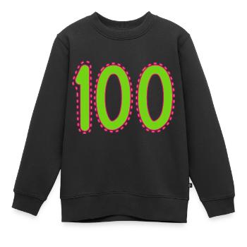100. 100 ANS. 100e ANNIVERSAIRE. ANNIVERSAIRE 100 - Sweat Premium enfant bio - noir - Devant - AI Model Kid Female (0cm)