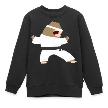 Faultier Karate Taekwondo Aikido Wingtsun Geschenk - Kinder Premium Organic Sweatshirt - Schwarz - Vorne - AI Model Kid Female (0cm)