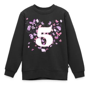 Butterfly 5 years 5 birthday girl - Kids Premium Organic Sweatshirt - black - Front - AI Model Kid Female (0cm)