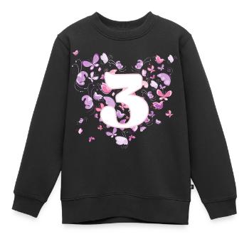 Butterfly 3 years 3 birthday girl - Kids Premium Organic Sweatshirt - black - Front - AI Model Kid Female (0cm)