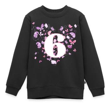 Schmetterling 6 Jahre 6 Geburtstag Mädchen - Kinder Premium Organic Sweatshirt - Schwarz - Vorne - AI Model Kid Female (0cm)