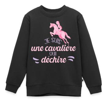Je Suis Une Cavalière Qui Déchire Cadeau Cavalière - Sweat Premium enfant bio - noir - Devant - AI Model Kid Female (0cm)