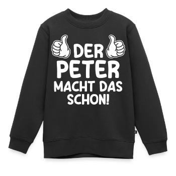 Peter - Kinder Premium Organic Sweatshirt - Schwarz - Vorne - AI Model Kid Female (0cm)