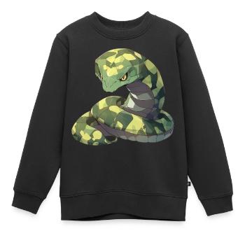 Cobra royal - Sweat Premium enfant bio - noir - Devant - AI Model Kid Female (0cm)