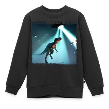 UFO trifft auf Dinosaurier - Kinder Premium Organic Sweatshirt - Schwarz - Vorne - AI Model Kid Female (0cm)