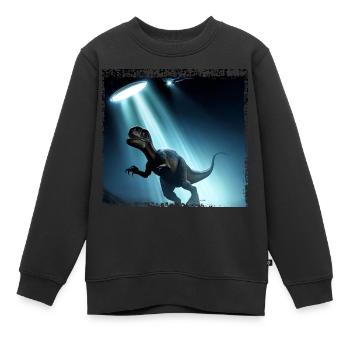 UFO trifft auf Dinosaurier - Kinder Premium Organic Sweatshirt - Schwarz - Vorne - AI Model Kid Female (0cm)