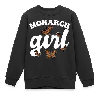 Fille monarque - Sweat Premium enfant bio - noir - Devant - AI Model Kid Female (0cm)