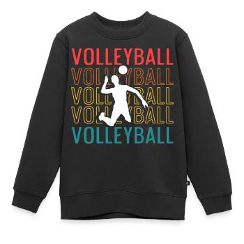 Volleyball Rétro Hommes Spiker Vintage - Sweat Premium enfant bio - noir - Devant - AI Model Kid Female (0cm)