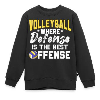 Funny Volleyball Where Defense Is The Best Offense - Kinder Premium Organic Sweatshirt - Schwarz - Vorne - AI Model Kid Female (0cm)