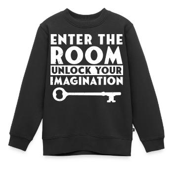 Défi Entrez dans la pièce Libérez votre imagination M - Sweat Premium enfant bio - noir - Devant - AI Model Kid Female (0cm)