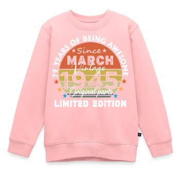 79 Jahre alt Baujahr 1945 Jahrgang März 1945 - Kinder Premium Organic Sweatshirt - Rosa - Vorne - AI Model Kid Female (0cm)