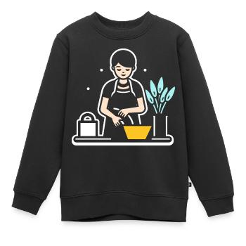 Humou ménage - Sweat Premium enfant bio - noir - Devant - AI Model Kid Female (0cm)