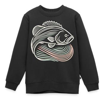 Poisson bar - Sweat Premium enfant bio - noir - Devant - AI Model Kid Female (0cm)