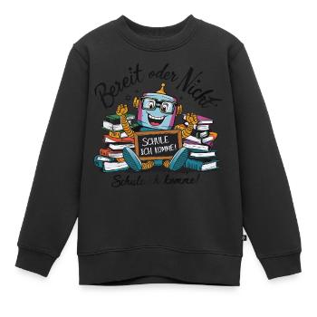 Einschulung erster Schultag kleiner Roboter - Kinder Premium Organic Sweatshirt - Schwarz - Vorne - AI Model Kid Female (0cm)