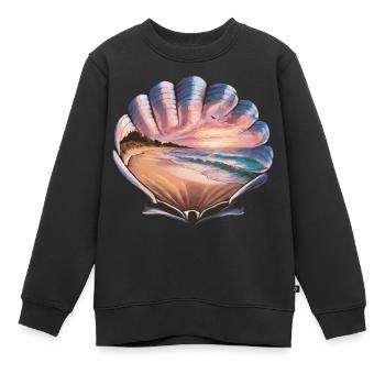 Muschel Strand Szene Serene Ozean Landschaft - Kinder Premium Organic Sweatshirt - Schwarz - Vorne - AI Model Kid Female (0cm)