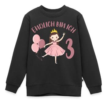 Chemise d’anniversaire princesse enfin 3 ans fille - Sweat Premium enfant bio - noir - Devant - AI Model Kid Female (0cm)