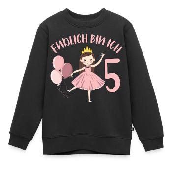 Chemise d’anniversaire princesse enfin 5 ans fille - Sweat Premium enfant bio - noir - Devant - AI Model Kid Female (0cm)