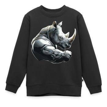 Nashorn Gewichtheben Fitness-Studio - Kinder Premium Organic Sweatshirt - Schwarz - Vorne - AI Model Kid Female (0cm)