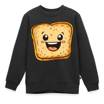 Pain grillé rieur - Sweat Premium enfant bio - noir - Devant - AI Model Kid Female (0cm)