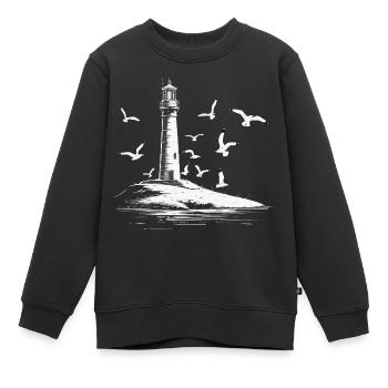 Phare Seagull Harbor Moin Sea Lake - Sweat Premium enfant bio - noir - Devant - AI Model Kid Female (0cm)