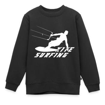 Kitesurfen Kiteboarding Kite Kiten - Kinder Premium Organic Sweatshirt - Schwarz - Vorne - AI Model Kid Female (0cm)