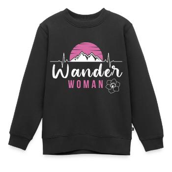 Wander Woman pour randonneuse et alpiniste - Sweat Premium enfant bio - noir - Devant - AI Model Kid Female (0cm)