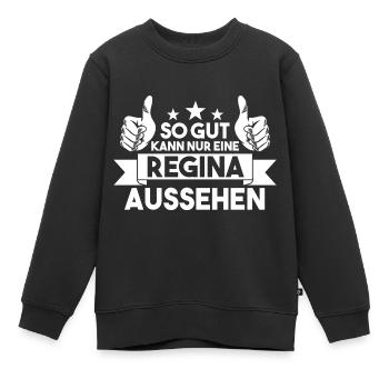 Vorname Regina - Kinder Premium Organic Sweatshirt - Schwarz - Vorne - AI Model Kid Female (0cm)